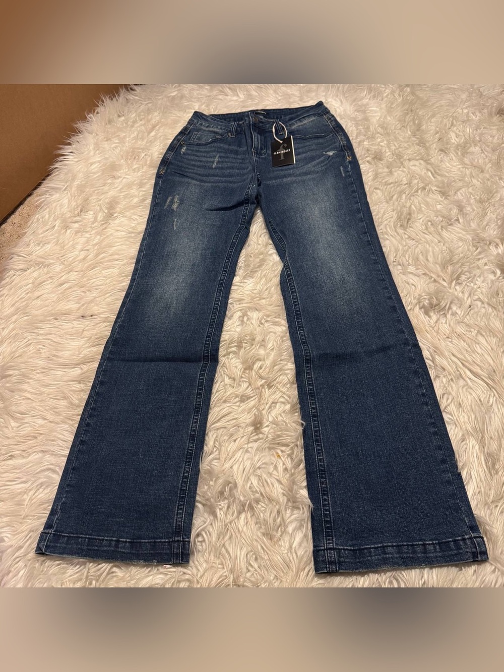 Flamingals flared wide leg stretchy denim jeans size S FG14-22